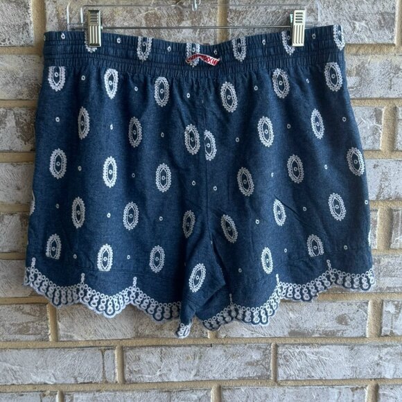 Anthropologie ETT:TWA Embroidered Eyelet Chambray 100% Cotton Shorts Size M - Picture 2 of 9